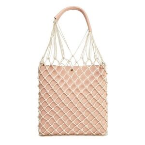 NWT LIKE DREAMS Removable Macrame Overlay Vegan Leather Blush Pink Shoulder Bag